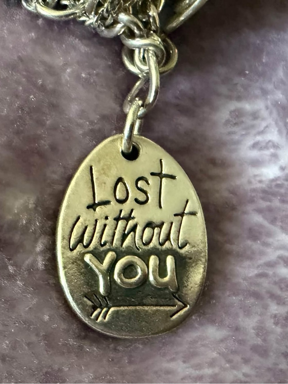 Retired James Avery Silver-tone Oval 'Lost Without You' Pendant Necklace